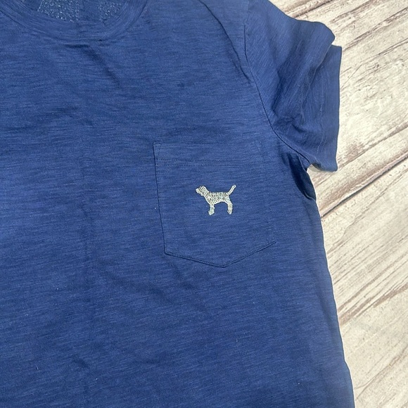 Victoria’s Secret PINK Long Sleeve Sequin Glitter Campus Tee Size Medium - Picture 4 of 5